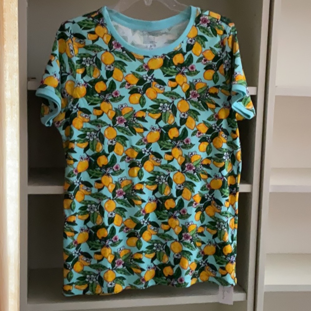 Vera Bradley Lemon Cotton Pajama Shirt NWT